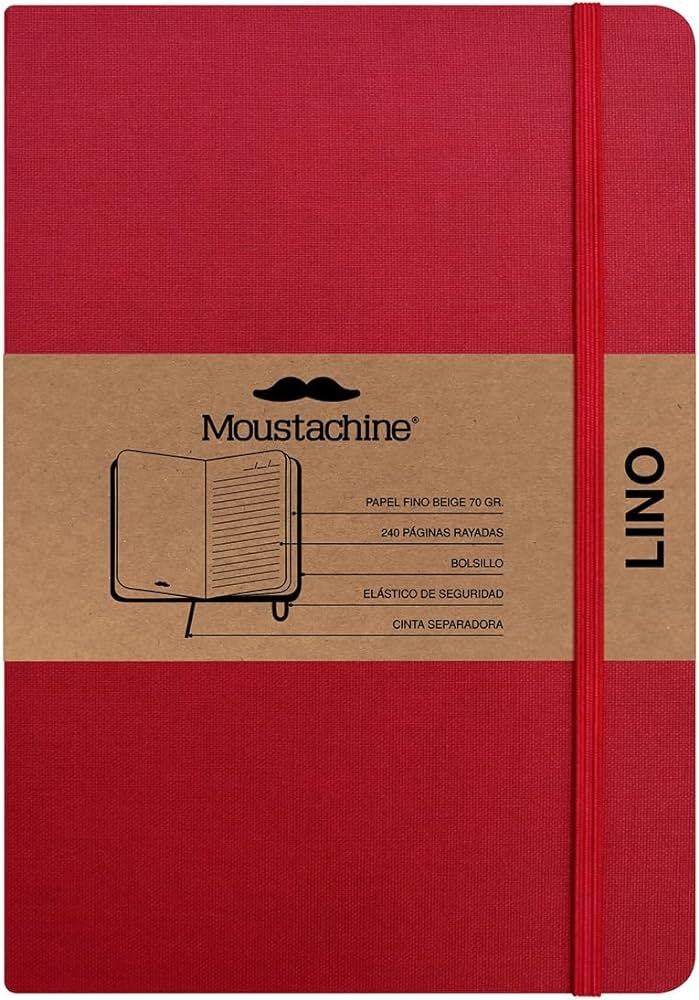 Moustachine Classic Linen Hardcover Classic Red Lined Medium | Moustachine