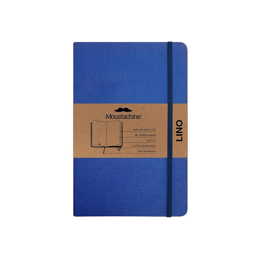 Moustachine Classic Lino Tapa Dura Azulino en Interior Blanco Pocket | Moustachine