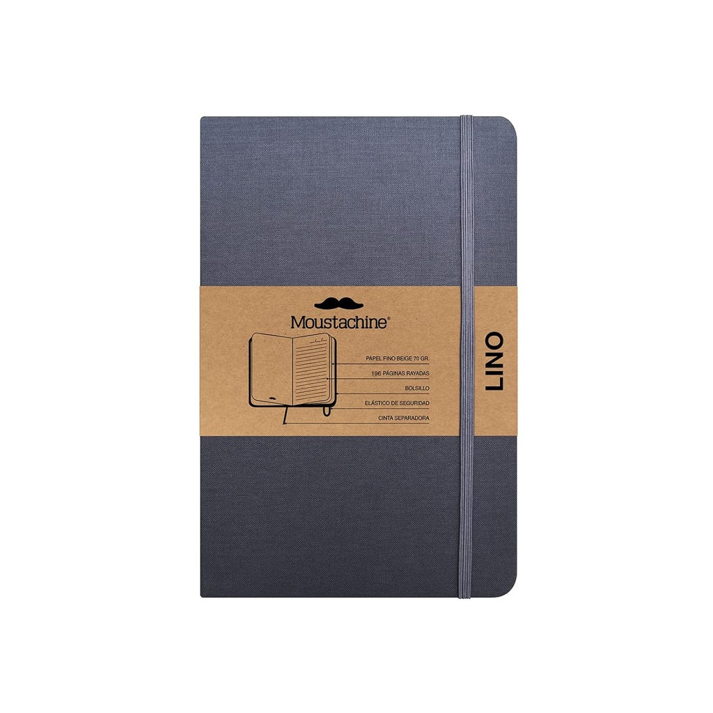 Moustachine Classic Linen Hardcover Grey Lined Pocket | Moustachine