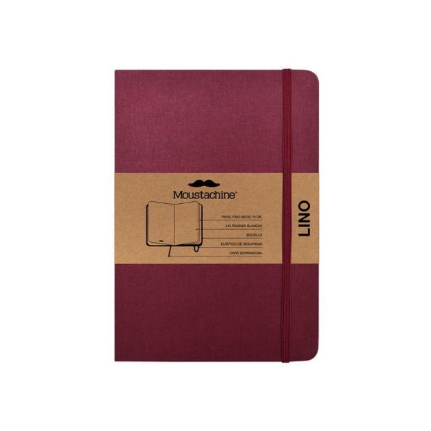 Moustachine Classic Lino Tapa Dura Vino Interior en Blanco Mediana | Moustachine