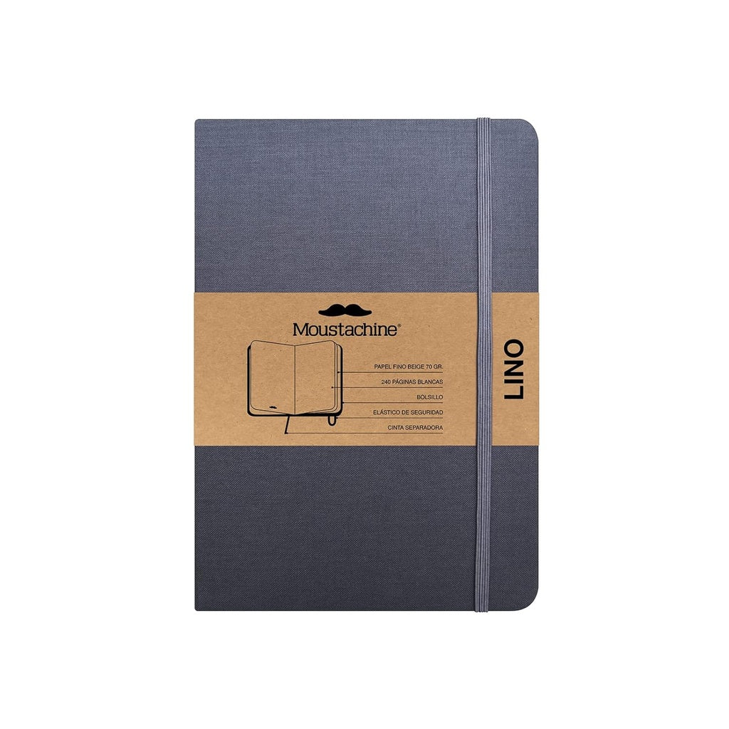 Moustachine Classic Lino Tapa Dura Gris Interior en Blanco Grande | Moustachine