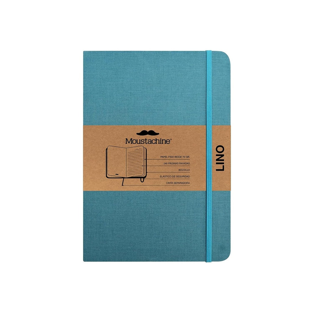Moustachine Classic Lino Tapa Dura Verde Agua Interior Rayado Mediana | Moustachine