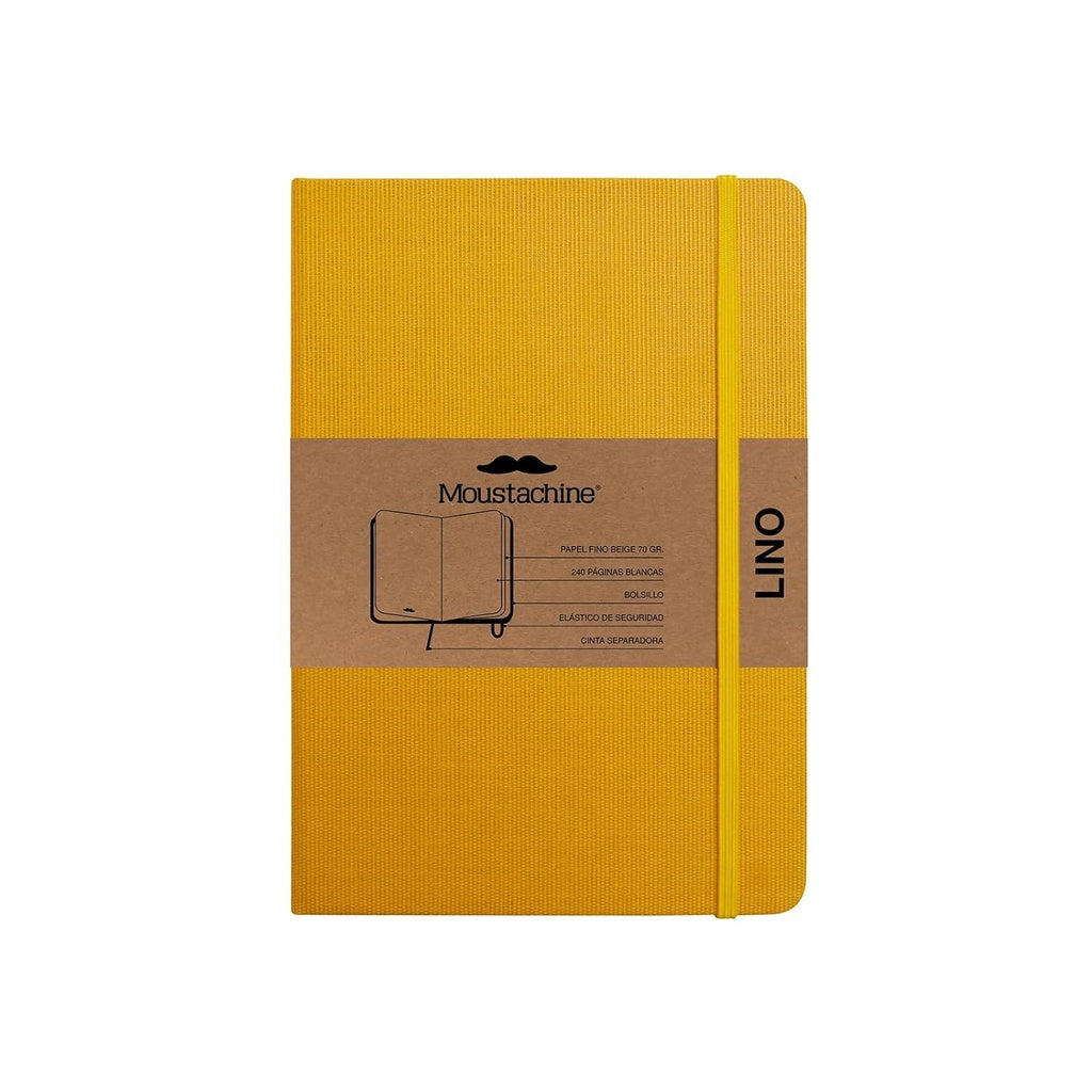 Moustachine Classic Lino Tapa Dura Amarillo Interior en Blanco Mediana | Moustachine