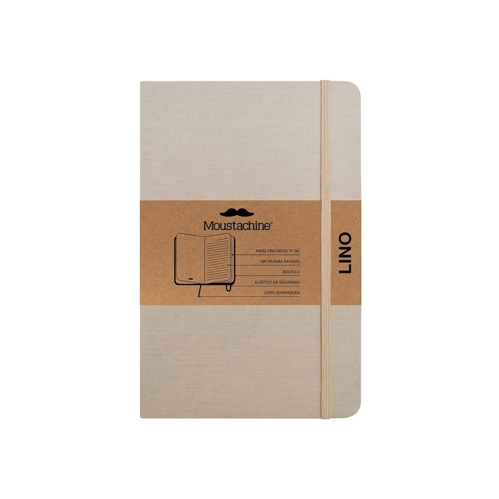 Moustachine Classic Linen Hardcover Light Tan Lined Pocket mous | Moustachine