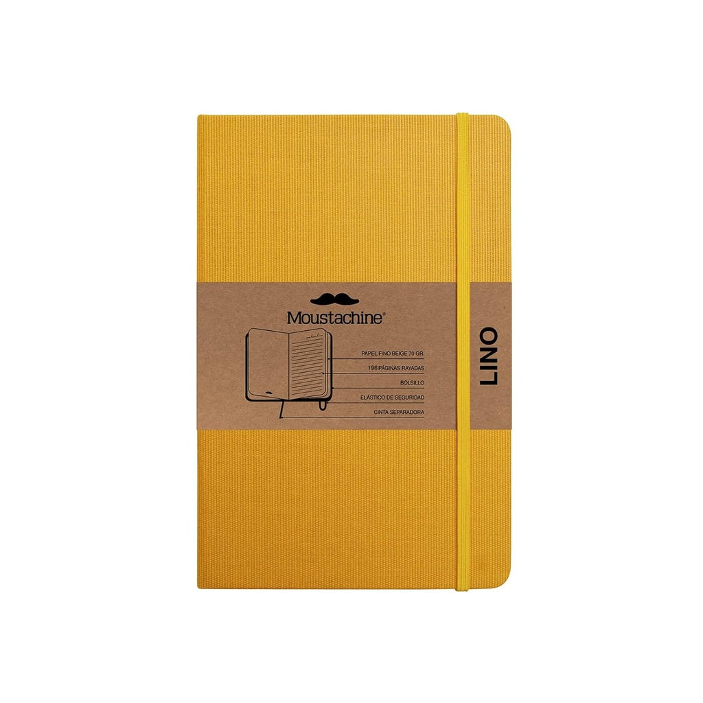Moustachine Classic Lino Tapa Dura Amarillo Interior Rayado Pocket | Moustachine
