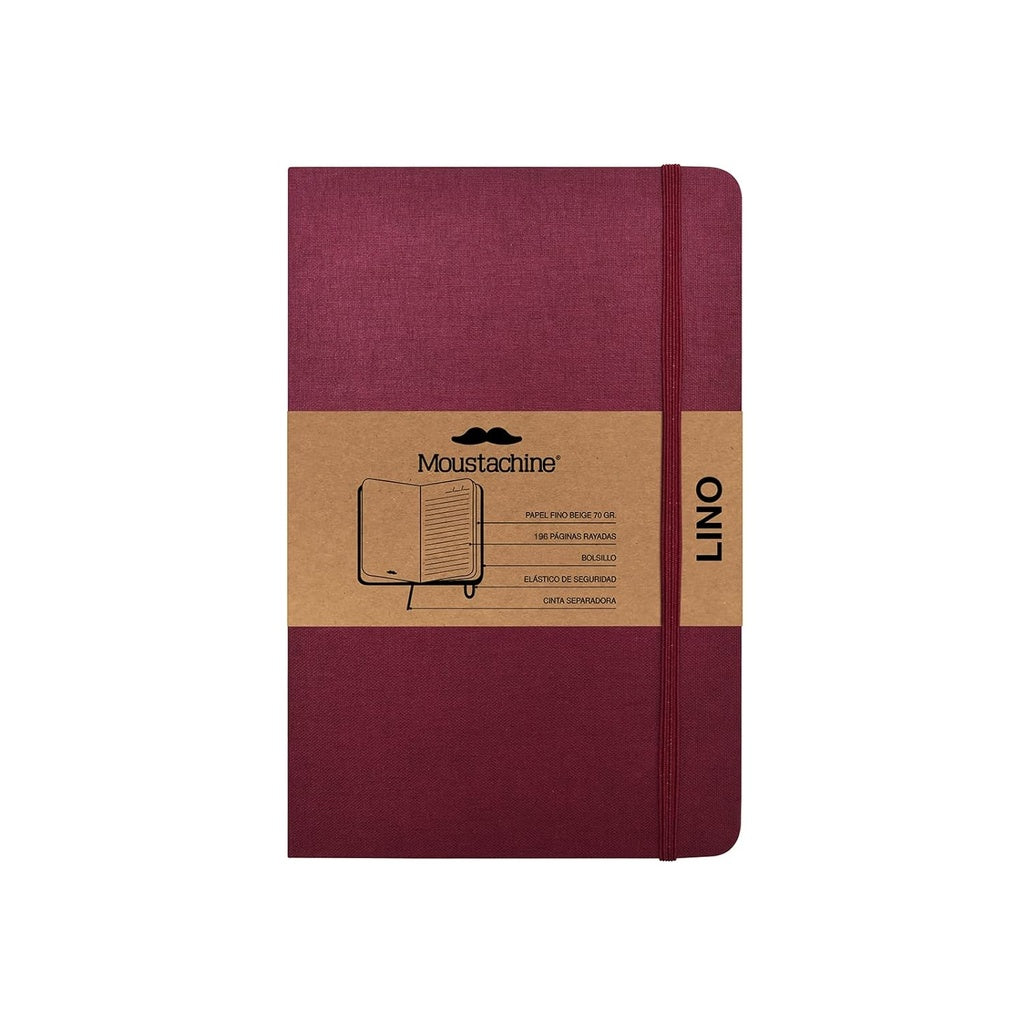 Moustachine Classic Lino Tapa Dura Vino Interior Rayado Pocket | Moustachine