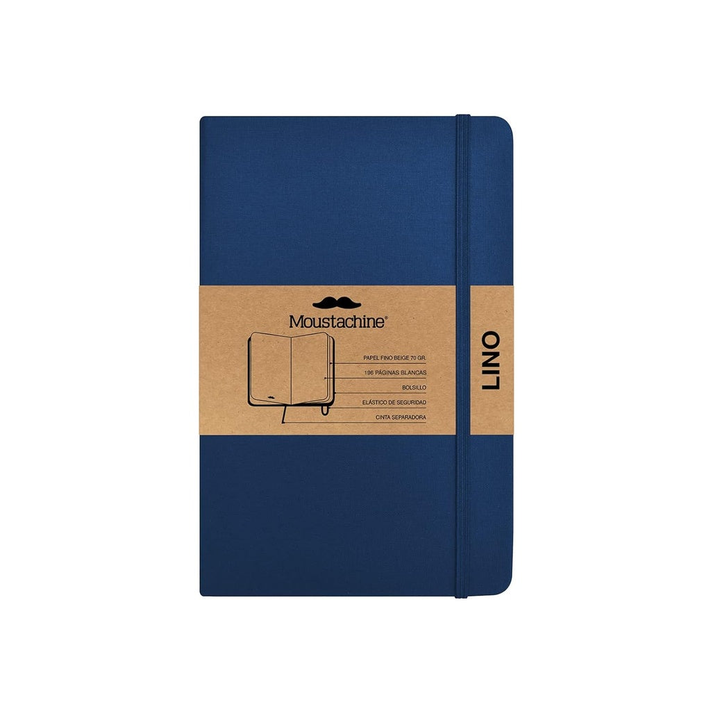 Moustachine Classic Lino Tapa Dura Azul Oscuro en Interior Blanco Pocket | Moustachine