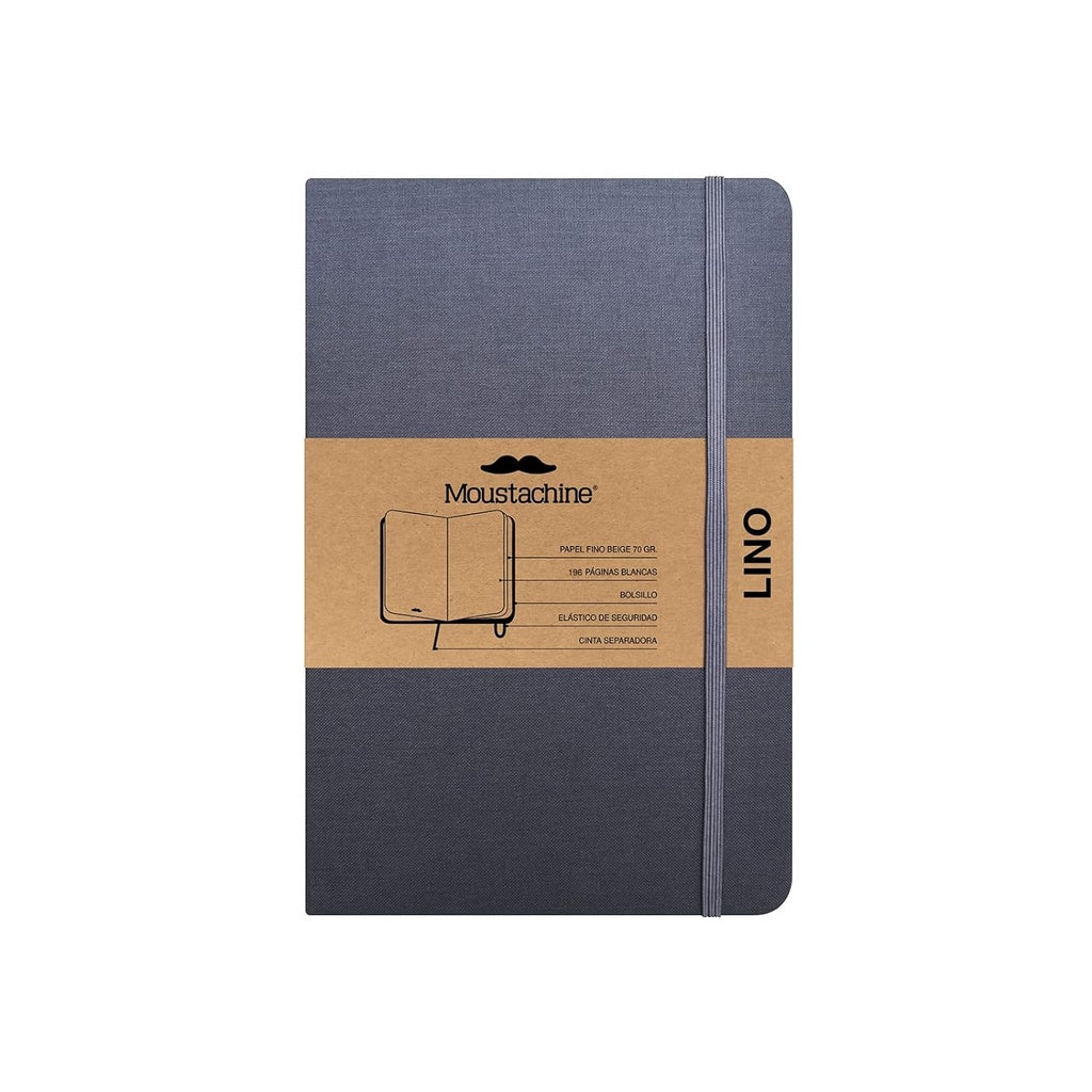 Moustachine Classic Lino Tapa Dura Gris en Interior Blanco Pocket | Moustachine