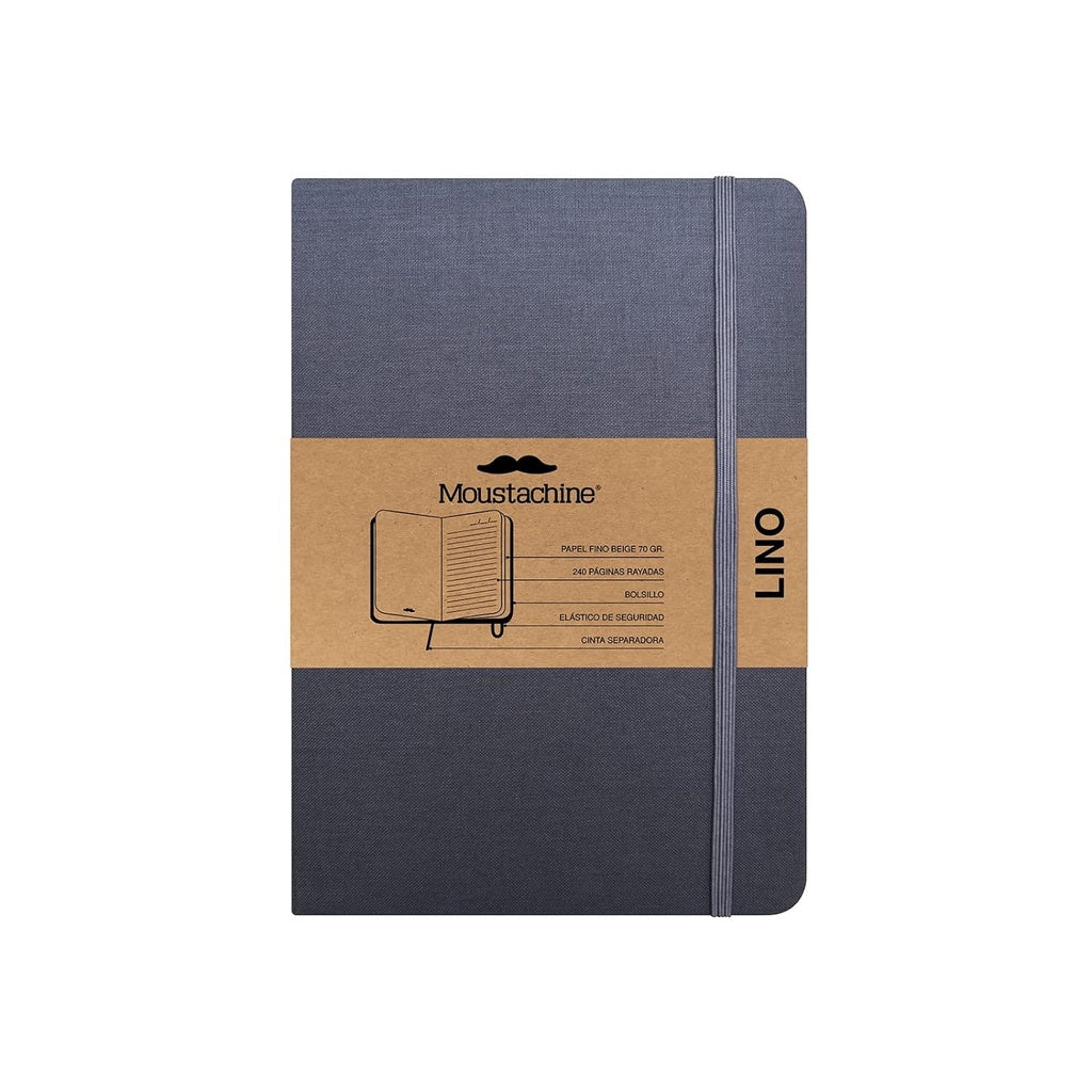 Moustachine Classic Lino Tapa Dura Gris Interior Rayado Grande | Moustachine