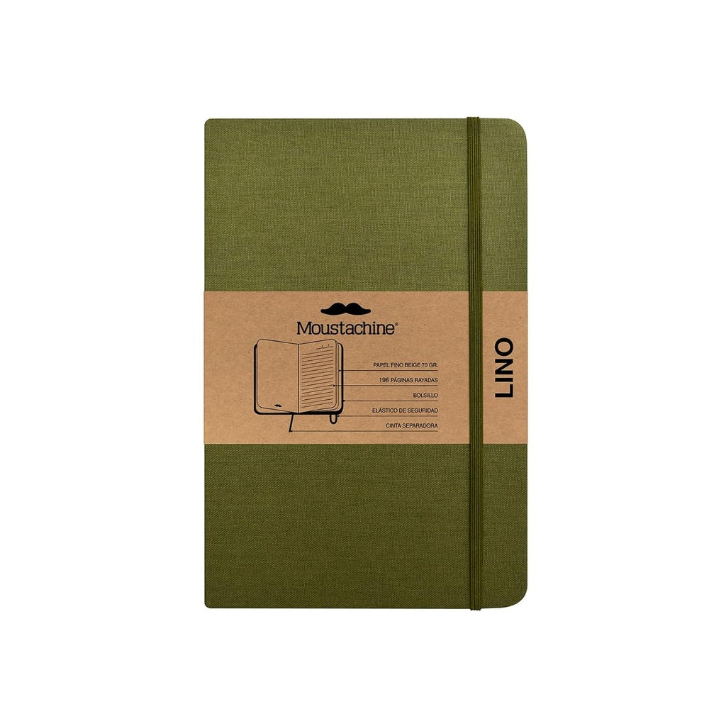 Moustachine Classic Linen Hardcover Military Green Lined Pocket | Moustachine