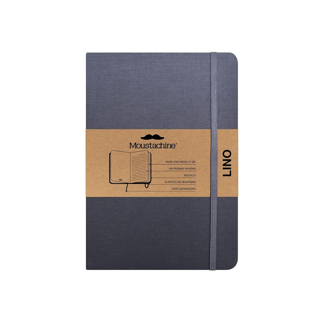 Moustachine Classic Lino Tapa Dura Gris Interior Rayado Mediana | Moustachine