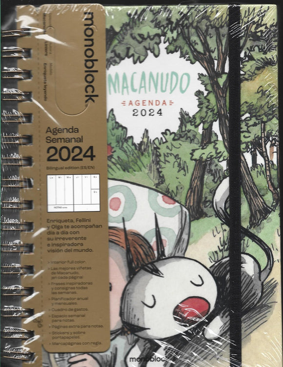 Agenda 2024 A5 Diaria Macanudo Día y noche x Liniers - Monoblock